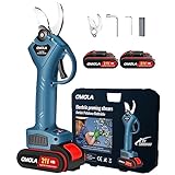 OMOLA Electric Pruning Shears,with 2 PCS Rechargeable 21V 2Ah 2000mA Lithium Battery Powered and 2 Blades，1Inch/25mm Cutting Diameter,6-8 Working Hours…