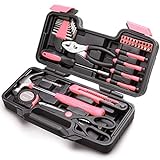 CARTMAN 39Piece Tool Set General Household Hand Tool Kit with Plastic Toolbox Storage Case Pink