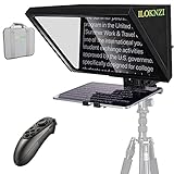 ILOKNZI 12 inch Aluminum Lifting Teleprompter for Tablets with 70/30 Tempered Optical Glass & Remote Control, Suitable for TIK Tok Studio Make Videos Studio Make Videos and Live