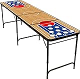 8' Folding Beer Pong Table with Bottle Opener, Ball Rack and 6 Pong Balls - Basketball Design - By Red Cup Pong