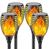 4-Pack Solar Flame Torch (Super Larger Size & Upgraded Vivid Flame), Ultra-Bright Solar Lights Outdoor Decorative with Flickering Flame, Waterproof Outdoor Lights for Garden Landscape Yard Pathway