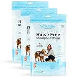 Scrubby Pet No Rinse Pet Wipes, Rinse Free Shampoo Mittens for Dogs and Cats, Bath Wipes for Bathing and Washing Pets, Hypoallergenic No Rinse Wash Mitt for Grooming, Lather Wipe Dry - 15 Pack