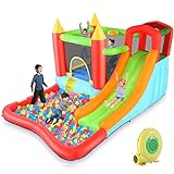 HYPOAI Bounce House,Inflatable Bounce Castle with Blower for Kids 3-12,Outdoor/Indoor Bouncy House Water Park for Backyard with Splash Slide,Climbing Wall,Ball Pit,Jumping Area (146' x 103' x 73')