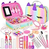 Dreamon Kids Makeup Kit for Girls,Real Washable Makeup Toy for Little Girl,28 in 1 Real Make Up Set for Toddler Children Princess Christmas Birthday Gifts