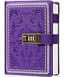 Lock Diary Vintage Journal with Lock for Women Leather Diary with Lock Refillable Personal Locking Locked Journal Writing Notebook B6 Secret Journal with Combination Password 5.5 x 7.8 in,Purple…