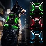 MASBRILL Light Up Dog Harness - Led No Pull Dog Harness Rechargeable Lighted Dog Harness for Night Walking Adjustable Glowing Vest for Small Medium Large Dogs