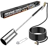 Propane Torch Burner Weed Torch High Output 1,200,000 BTU with 10FT Hose,Heavy Duty Blow Torch with Turbo Trigger and Flint Striker,Flamethrower for Garden Wood Ice Snow Road Charcoal