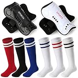 Newcotte 2 Pairs Christmas Kids Soccer Shin Guards Gift Soccer Shin Pads for Boys Girls and 6 Pairs Toddler Soccer Socks Children Shin Guard Socks Calf Protective Soccer Gear Soccer Equipment(Small)