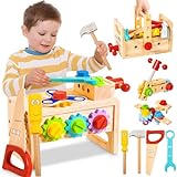BAODLON Tool Kit for Kids, 36 Pcs Wooden Toddler Tools Set Include Tool Box, Montessori Stem Learning Educational Construction Toys for 2 3 4 5 Year Old Boys Girls, Christmas Birthday Gift for Kid