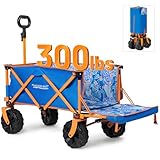 Old Bahama Bay 49 Inch Extra Long Beach Wagon with Big Wheels for Sand, Collapsible Utility Beach Cart Heavy Duty Folding Wagon,Ideal for Outdoor Sand Camping Garden Pet