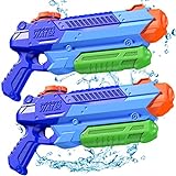 Water Gun, WOLKEK Water Guns for Kids, 2 Pack Long Range High Capacity Squirt Guns Toy, Pool Toys Water Toys for Swimming Pool Beach Sand Outdoor, Summer Gifts for Boys Girls (Green)