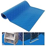 YESEEM Large Swimming Pool Ladder Mat, 15'x39' Protective Non-Slip Pool Step Pad for Above Ground Swimming Pools Liner and Stairs (Blue, Round Texture)