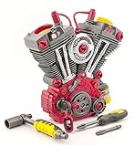 Lanard Tuff Tools: Engine Overhaul - 25 pc Playset, Lights & Sounds, Motorcycle Engine Building Set, Realistic Mechanic Toy, Kids Ages 3+