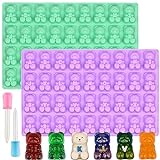 Sakolla Large 5ML Gummy Bear Molds 2 Pack 36 Cavity Bear Candy Silicone Molds with 2 Droppers for Chocolate Jello Ice Cube Molds