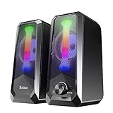 Bobtot Computer Speakers HiFi Stereo Sound - 2.0 Channel RGB Desktop Speakers PC Speaker with Bluetooth Volume Control USB Powered 3.5mm AUX-in Audio System