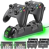Controller Charger Station for Xbox Series/One-X/S/Elite with 2 x 4800 mWh Rechargeable Battery Packs, Charging Station Dock Stand for Xbox Series X & S Faceplates Controller Battery with 4 Covers