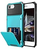 Vofolen Case for iPhone 6s 6 7 8 Case Wallet Credit Card Holder ID Slot Pocket Scratch Resistant Dual Layer Protective Bumper Rugged TPU Rubber Armor Hard Shell Cover for iPhone 6 6s 7 8 Light Blue
