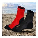 2 Pairs Neoprene Fin Socks for Sand Beach Volleyball Soccer Swimming Diving Fishing Kayak Surfing Rafting Snorkeling (Black+Red,3XL)