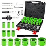 Bi-Metal Hole Saw Kit, 22PCS Hole Saw Set with 3/4' to 2-1/2' 12 PCS Saw Blades in Case, High Strength Hard Alloy Steel, Mandrels, Hex Key, Drill Bits for Metal, PVC Board, Wood, Father's Day Gift