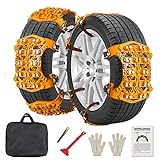 Upgraded Snow Chains for Cars, 6Pcs Emergency Anti Slip Tire Traction Chains Universal Snow Tyre Chains for Tyres Width 165-275mm