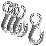 MOUNTAIN_ARK 4 Pack Fast Eye Safety Snap Hook 304 Stainless Steel Spring Hook with 1⅛ inches Round Eyelet, Boat Slip Hook Carabiner Clips Heavy Duty 1100 lb (Size: 4⅝ inches)