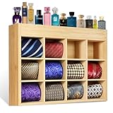 House Tricks 2-in-1 Tie Rack Wall Mounted & Perfume Organizer Tray for Dresser, Neck Tie Holder Organizer for Men