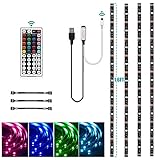 HOUHUI USB LED Strip Lights Kit, 4 Pre-Cut 1.64ft/6.56ft RGB LED Light Strips, Color Changing TV Backlights with Remote, RGB 5050 Bias Lighting for TV, PC, Monitor, Home Theater, DIY Decoration