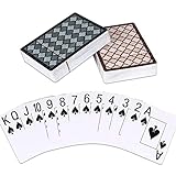 Teskyer 2 Pack Plastic Playing Cards, Large Print Index, 100% Waterproof Poker Cards, 2 Decks of Cards, Black & Orange
