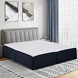 Cathay Home Double Brushed Microfiber Pleated Easy Fit Bed Skirt, Ultra Soft, Fade and Wrinkle Resistant - Navy, Queen