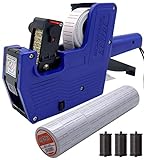 HC Kenshin MX5500 Price Tag Gun for Clothing Tags -Price Stickers-Expiration Date Stamp-Gun Stickers, 1 line Label Gun, Date Sticker Gun | A Price Gun, 10 Roll Labels, 3 Ink Wheels(Blue)