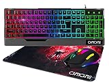 RGB Gaming Keyboard and Mouse,Wired Mouse and Keyboard LED Backlit Computer Keyboards&Mouse 6buttons 3200DPI&Gaming Mousepad for PC PS4 Xbox