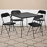 EMMA + OLIVER 5 Piece Black Folding Game Room Card Table and Chair Set