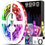 Keepsmile 50ft Led Lights for Bedroom, Bluetooth Smart APP Control RGB Color Changing Led Strip Lights with Remote Control and Power Adapter Led Lights for Room Kitchen Party Home Decoration