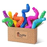 nutty toys 8 pk Pop Tubes Sensory Toys (Large) Fine Motor Skills & Learning Toddler Toy for Kids Top ADHD & Autism Fidget 2022 Best Preschool Gifts Idea Unique Boy & Girl Christmas Stocking Stuffers