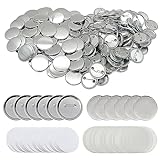 VCEPJH 200 Sets 58mm Button Maker Supplies 2.25 Inch DIY Blank Button Badge Parts Round Button Making Kit Includes Metal Pin Back Cover Metal Shells Blank Paper & Clear Film