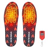 Rechargeable Heated Insoles for Men Women,Foot Warmer Heating with Accurate Temperature LED Display Remote Control,Shoe Inserts for Hunting Fishing Hiking Camping (L)