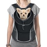 YUDODO Dog Carrier Backpack Pet Dog Carrier Front Pack Breathable Head Out Reflective Safe Warm Doggie Carrier Backpack for Small Dogs Cats Rabbits(M(5-10lbs), Black)
