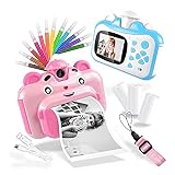 Mobile Toys Instant Printing Camera for Kids with Color Pens- Kids Selfie Camera. Image and Video Recorder, 12MP Photo Shooting, 180-Degree Rotating Feature. Gift for Ages 5, 6, 7, 8, 9, 10 (Pink)