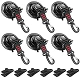 Vashly Heavy Duty Suction Cup 6 Pcs Strong Suction Cups with Hooks and 6 Pcs Tarp Clips Deavy Duty Lock Grip for Car Awning Boat Camping