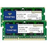 Timetec 8GB KIT(2x4GB) DDR3L / DDR3 1600MHz PC3L-12800 / PC3-12800 Non-ECC Unbuffered 1.35V / 1.5V CL11 2Rx8 Dual Rank 204 Pin SODIMM Laptop Notebook PC Computer Memory RAM Module Upgrade