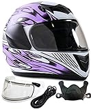 Typhoon Helmets Youth Kids Full Face DOT Snowmobile Helmet with Electric Shield Boys Girls - Purple (XL)