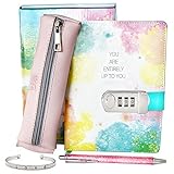 Life is a Doodle Diary with Lock for Girls ages 8-12 - Kids Journals for Writing, Self-Expression & Creativity– Notebook Journal with Lock Includes Leather Journal Notebook, Combination Lock, Sleek Pencil Pouch, Bracelet & Pink Journals Writing Pen