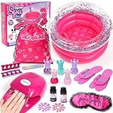 Tacobear Kid Foot Spa & Nail Art Kit, Foot Spa Day Girl Stuff, Massage Foot Soak Pool and Nail Dryer, Girl Gift for 5 6 7 8-12 Year Old Toys, Christmas Birthday Gifts for Children