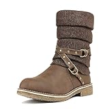 DREAM PAIRS Women's Oussie Brown Mid Calf Faux Fur Winter Boots Size 9.5 B(M) US