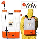 PetraTools 4 Gallon Battery Powered Backpack Sprayer – Extended Spray Time Long-Life Battery - New HD Wand Included, Wide Mouth Lid, Multiple Nozzles & Battery Included