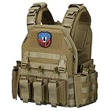 MGFLASHFORCE Tactical Vest Molle Airsoft Vest for Men (Coyote Brown)