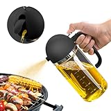CXINYI 17oz Olive Oil Dispenser - 2 in 1 Oil Dispenser and Oil Sprayer - 500ml Oil Bottle with Pourer - Oil Sprayer for Cooking, Kitchen, Salad, Barbecue Black Pro