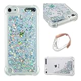 LEMAXELERS Compatible with iPod Touch 7 Case, Bling Glitter Liquid Case Floating Quicksand Shockproof Protective Sparkle Silicone Soft TPU Case for iPod Touch 5 / Touch 6. YBL Love Silver
