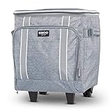 Igloo 40 Can Large Portable Insulated Soft Cooler with Rolling Wheels, Gray