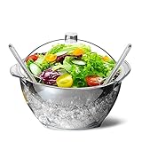 INNOVATIVE LIFE Chilled Serving Bowl with Ice Chiller Base, Iced Salad Bowls for Parties, Perfect for Any Gathering and Outdoor Entertainment